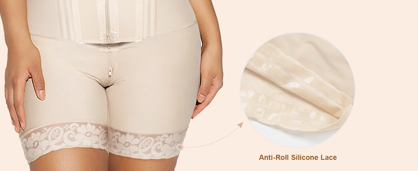 SHAPERX Zipper & Hook 8-Steel-Bones Open Bust Fajas with Butt Lift - Detail Image 4