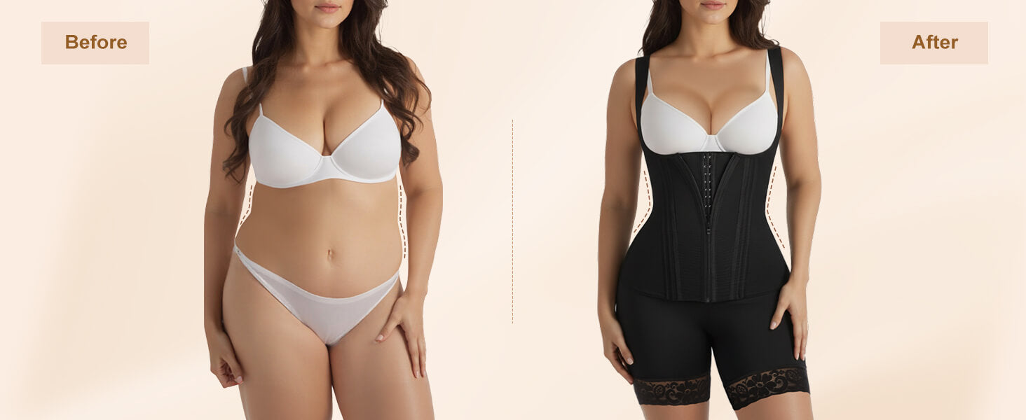 SHAPERX Zipper & Hook 8-Steel-Bones Open Bust Fajas with Butt Lift - Detail Image 6