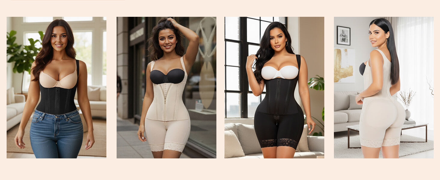 SHAPERX Zipper & Hook 8-Steel-Bones Open Bust Fajas with Butt Lift - Detail Image 7