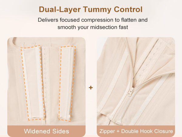 SHAPERX Zipper & Hook 8-Steel-Bones Open Bust Fajas with Butt Lift - Mobile Image 3