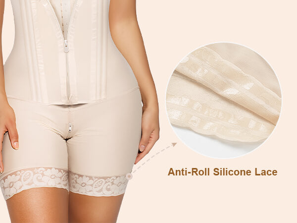 SHAPERX Zipper & Hook 8-Steel-Bones Open Bust Fajas with Butt Lift - Mobile Image 4