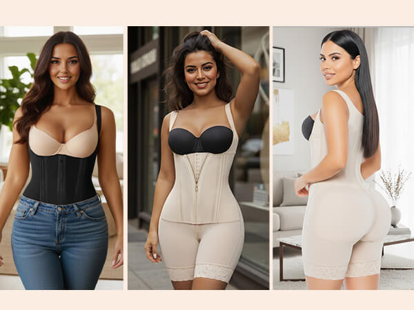 SHAPERX Zipper & Hook 8-Steel-Bones Open Bust Fajas with Butt Lift - Mobile Image 7