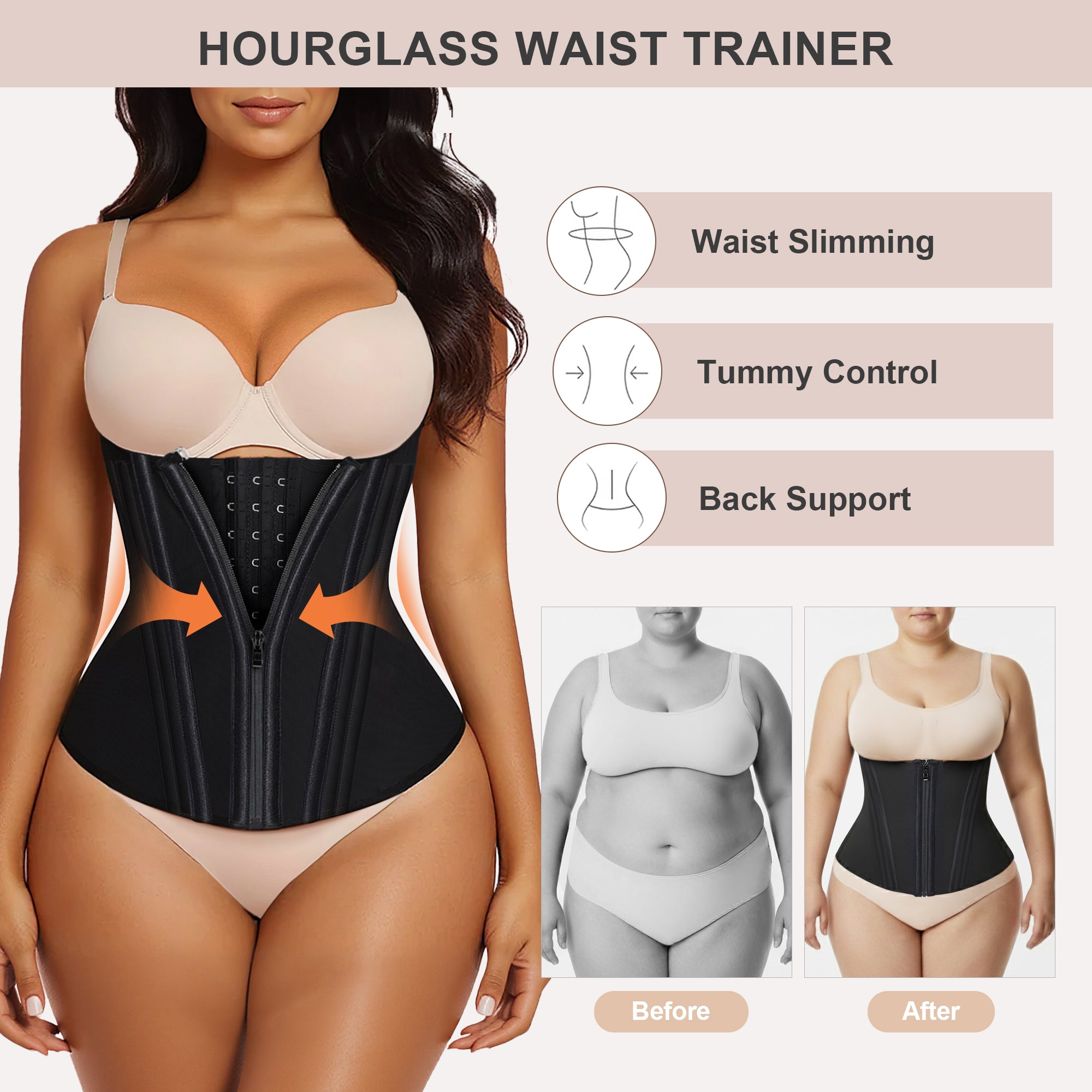 SHAPERX Waist Trainer Corset for Workout & Hourglass Shaping