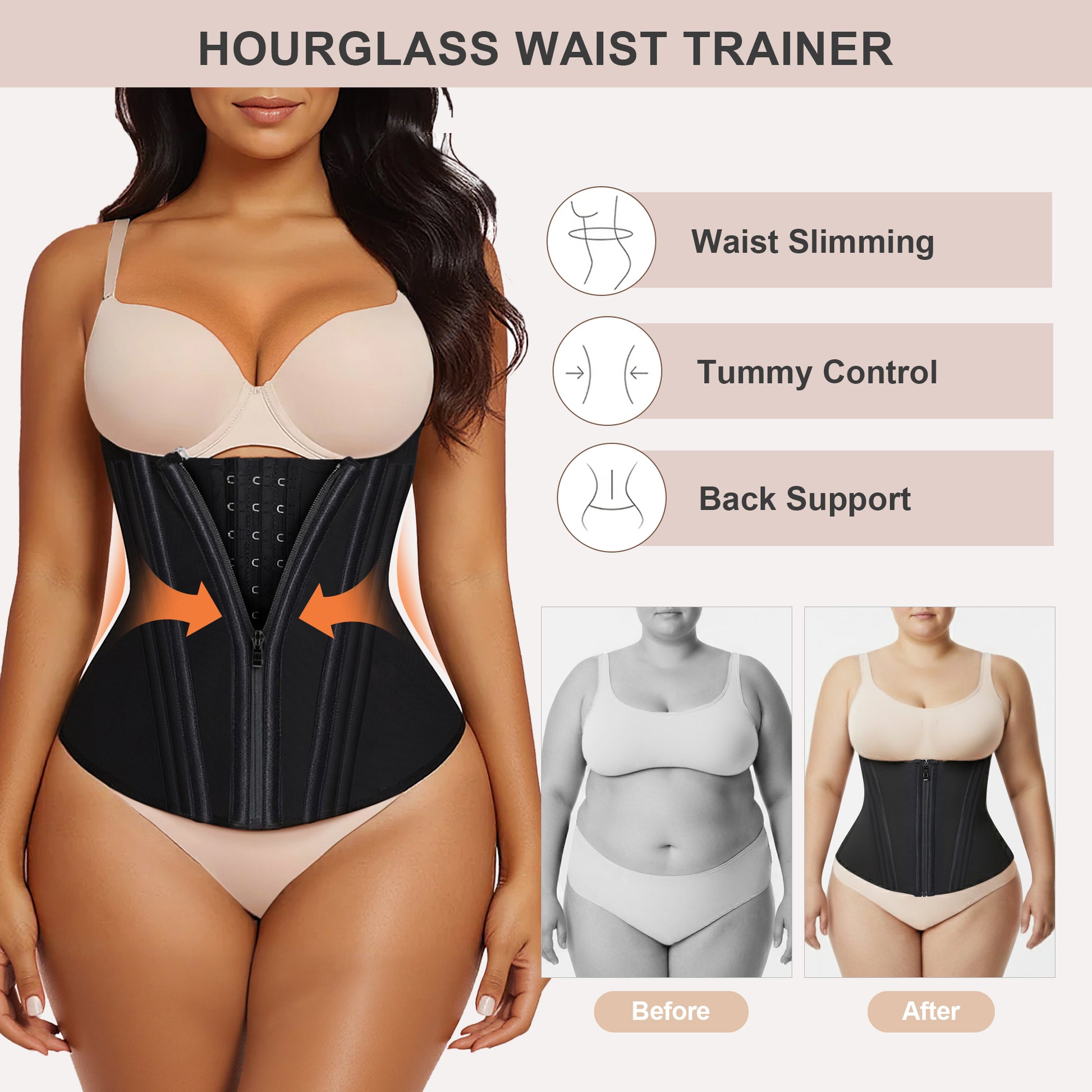 SHAPERX Waist Trainer Corset for Workout & Hourglass Shaping