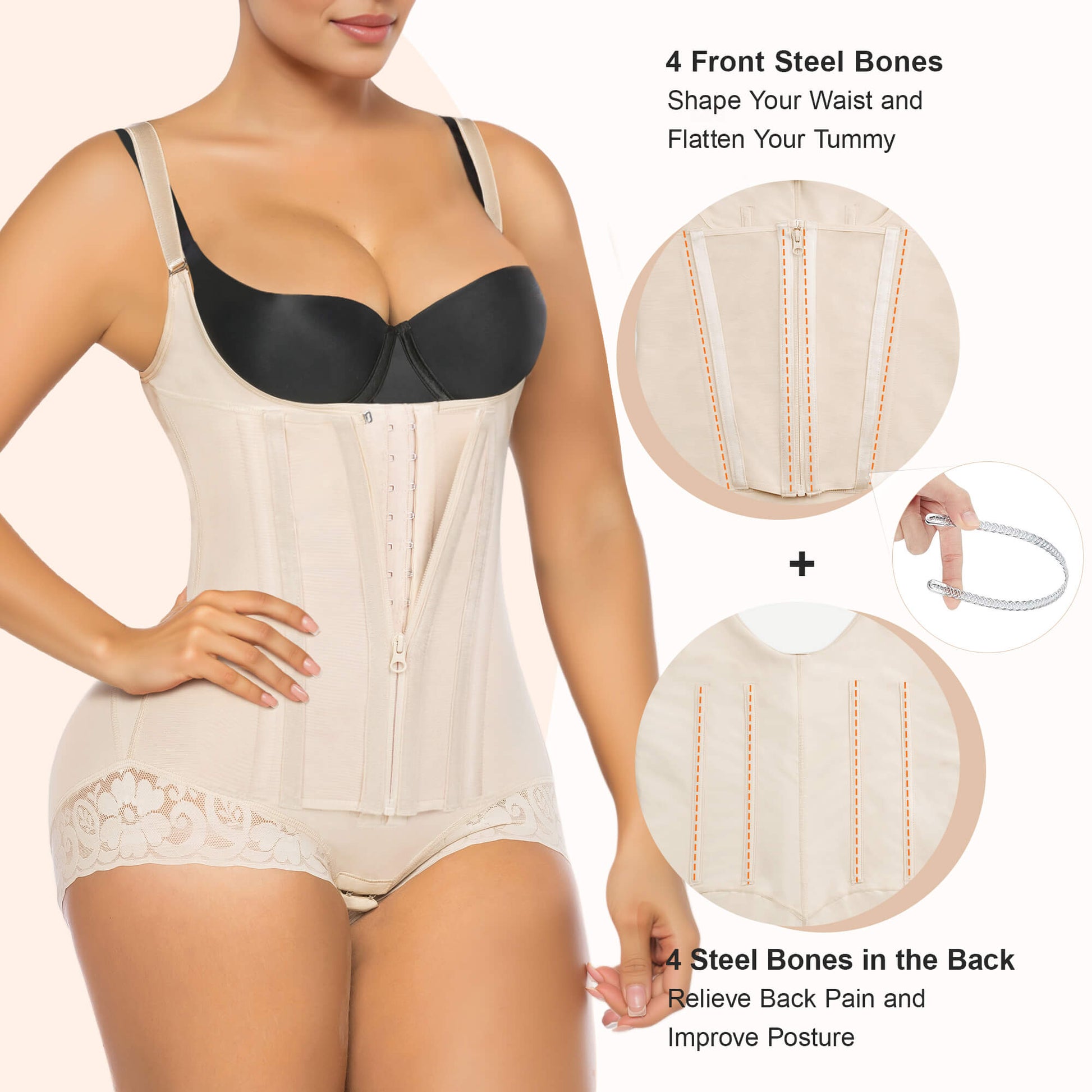 SHAPERX 8-Steel-Bone Brief-Style Colombian Faja
