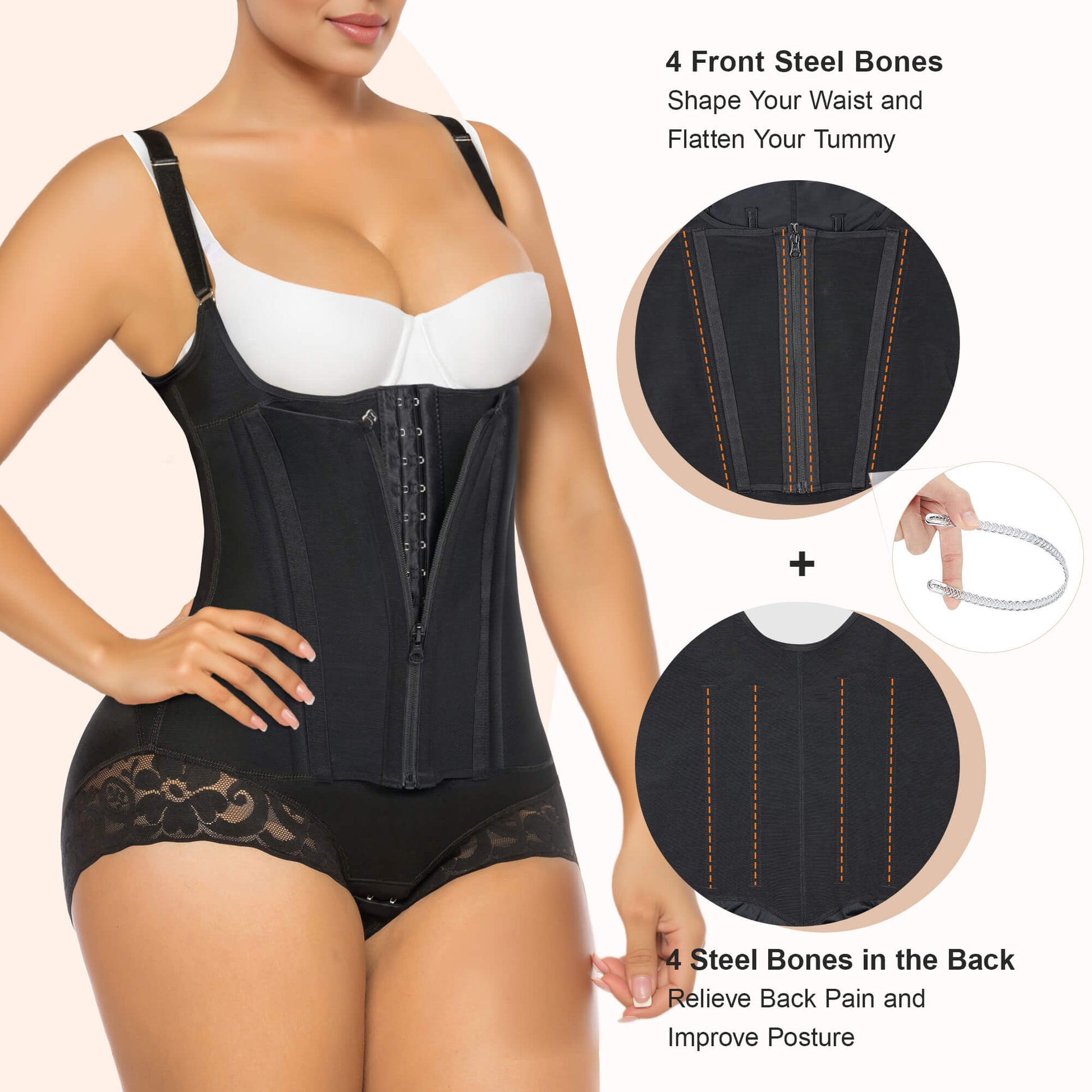 SHAPERX 8-Steel-Bone Brief-Style Colombian Faja