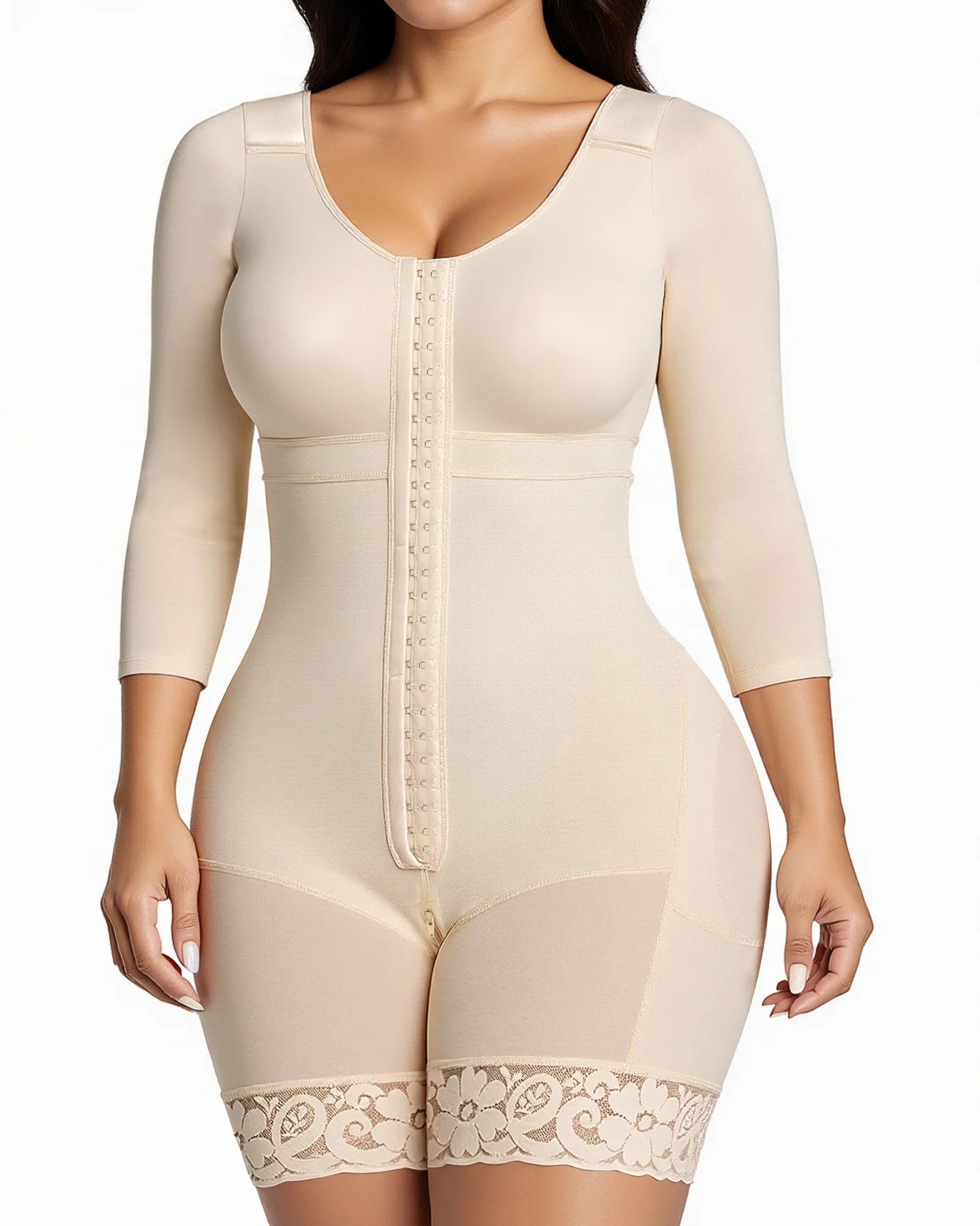 SHAPERX Post-Surgery Arm Slimming Full Body Faja with Zipper Crotch