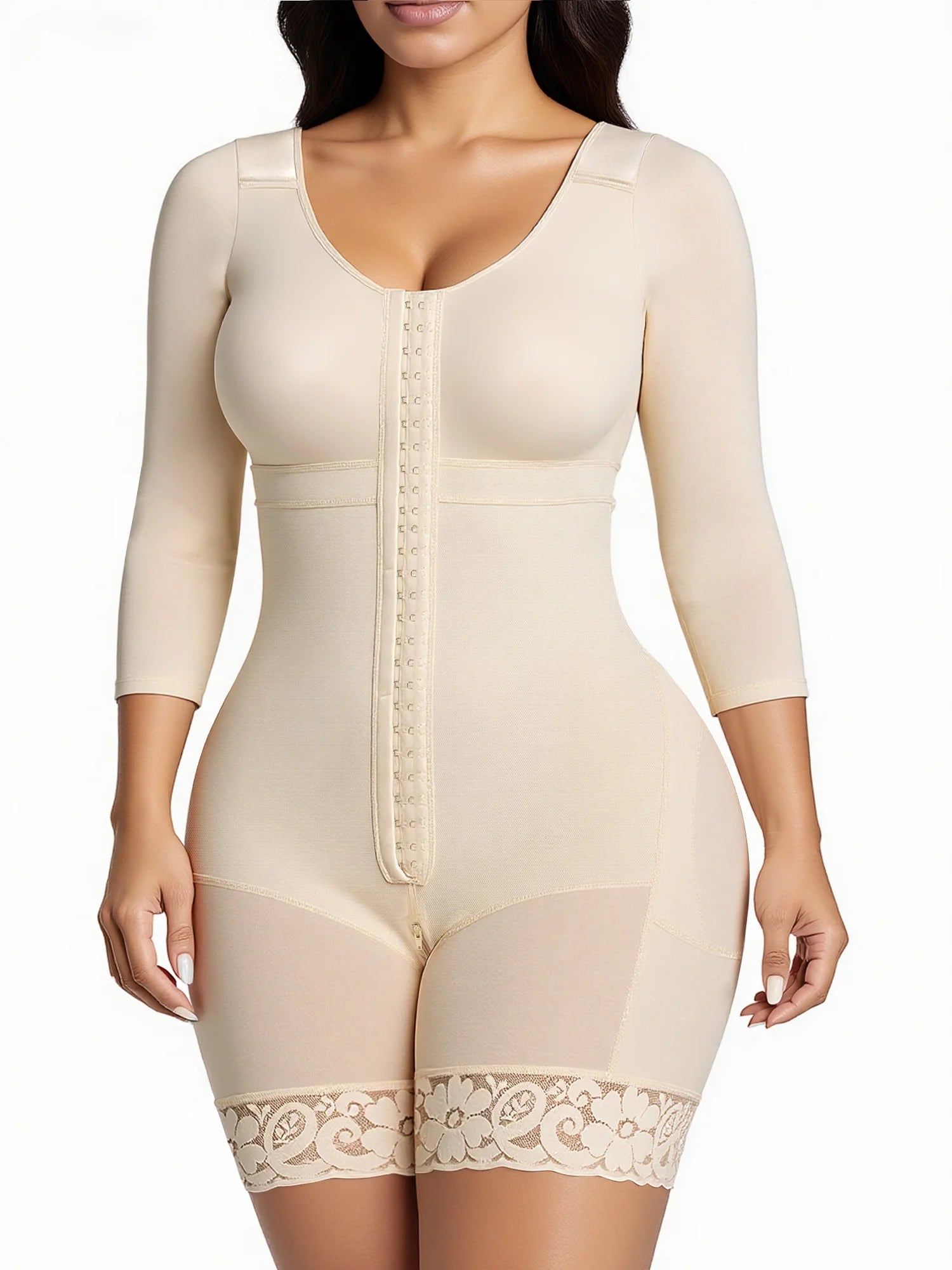 SHAPERX Post-Surgery Arm Slimming Full Body Faja with Zipper Crotch