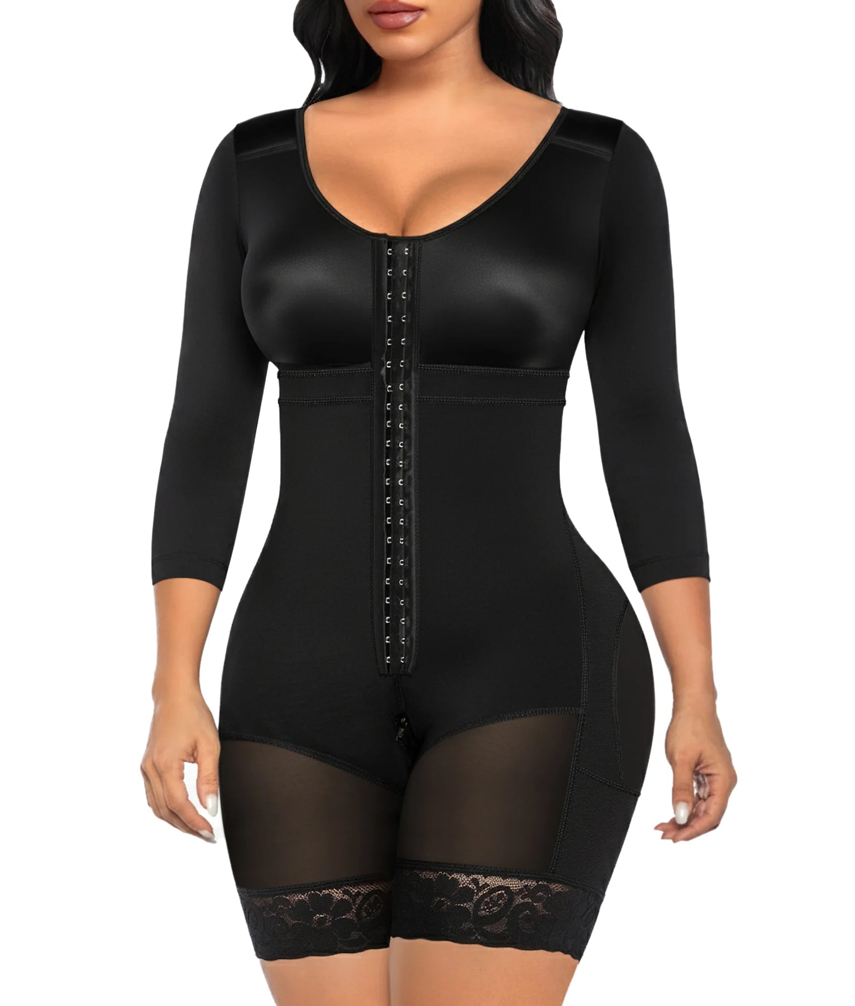 SHAPERX Post-Surgery Arm Slimming Full Body Faja with Zipper Crotch
