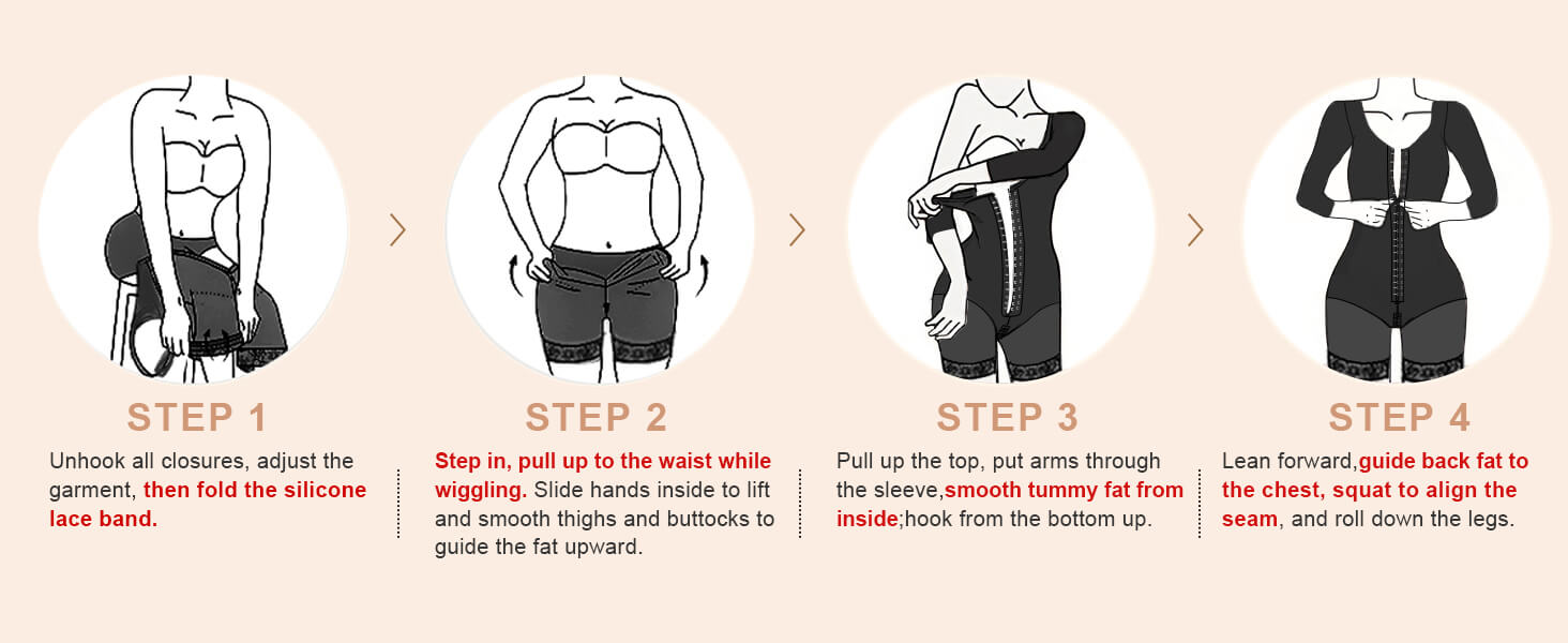 SHAPERX Post-Surgery Arm Slimming Full Body Faja with Zipper Crotch - Detail Image 6