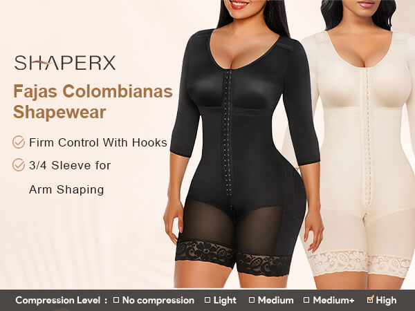 SHAPERX Post-Surgery Full Body Faja with Arm Compression - Stage 2 Body Shaper - Mobile Image 1