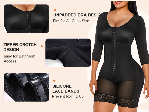 SHAPERX Post-Surgery Full Body Faja with Arm Compression - Stage 2 Body Shaper - Mobile Image 3