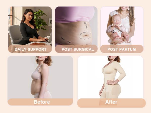 SHAPERX Post-Surgery Full Body Faja with Arm Compression - Stage 2 Body Shaper - Mobile Image 6