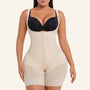 Front view of model wearing beige high-waist hook-and-eye faja bodysuit