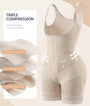 Triple compression design and breathable mesh fabric details of beige faja