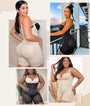 Models wearing SHAPERX V-shaped Colombian fajas in beige and black