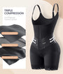 Triple compression fabric and design details of black V-shaped faja