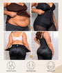 Before and after shaping results of model wearing black Colombian faja
