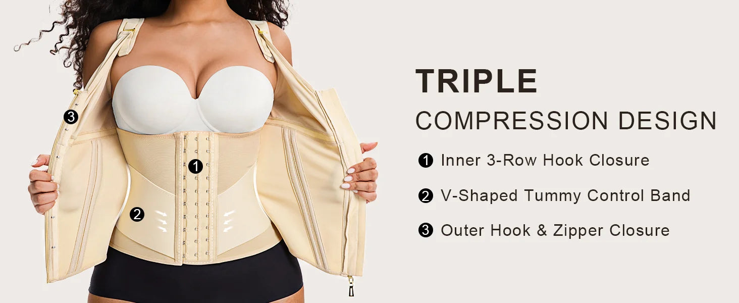 SHAPERX V-Shape 13-Bone Waist Trainer Top - Detail Image 3