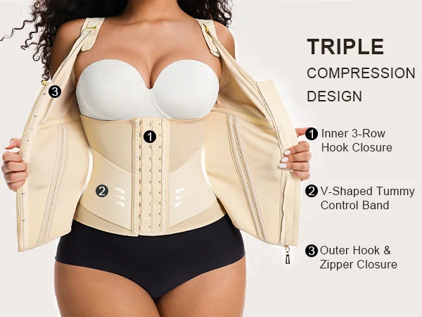 SHAPERX V-Shape 13-Bone Waist Trainer Top - Mobile Image 3