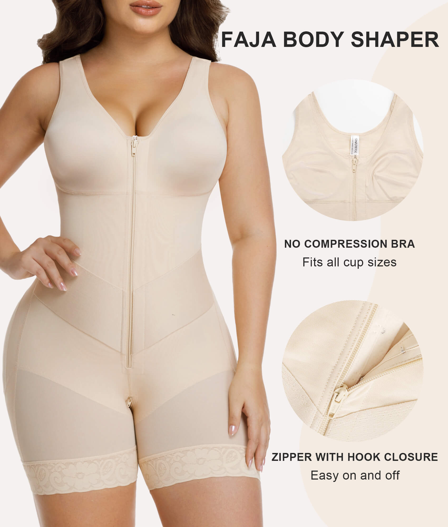 SHAPERX V-Shaped® Enhanced Tummy Control Full Body Faja