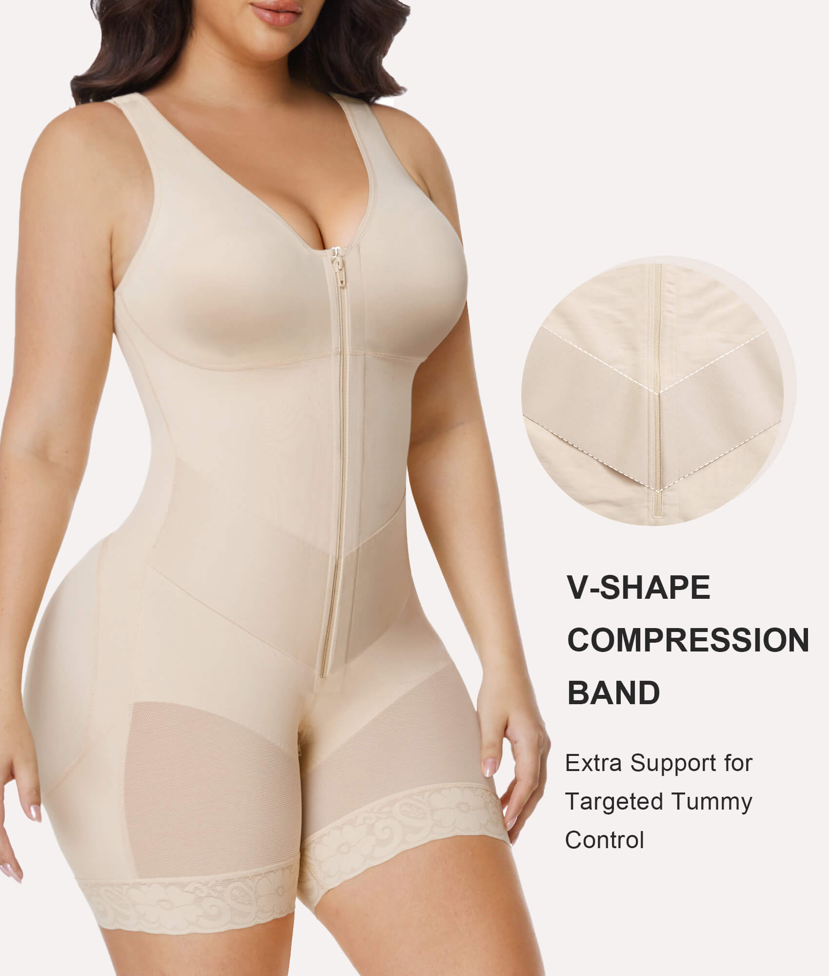 SHAPERX V-Shaped® Enhanced Tummy Control Full Body Faja