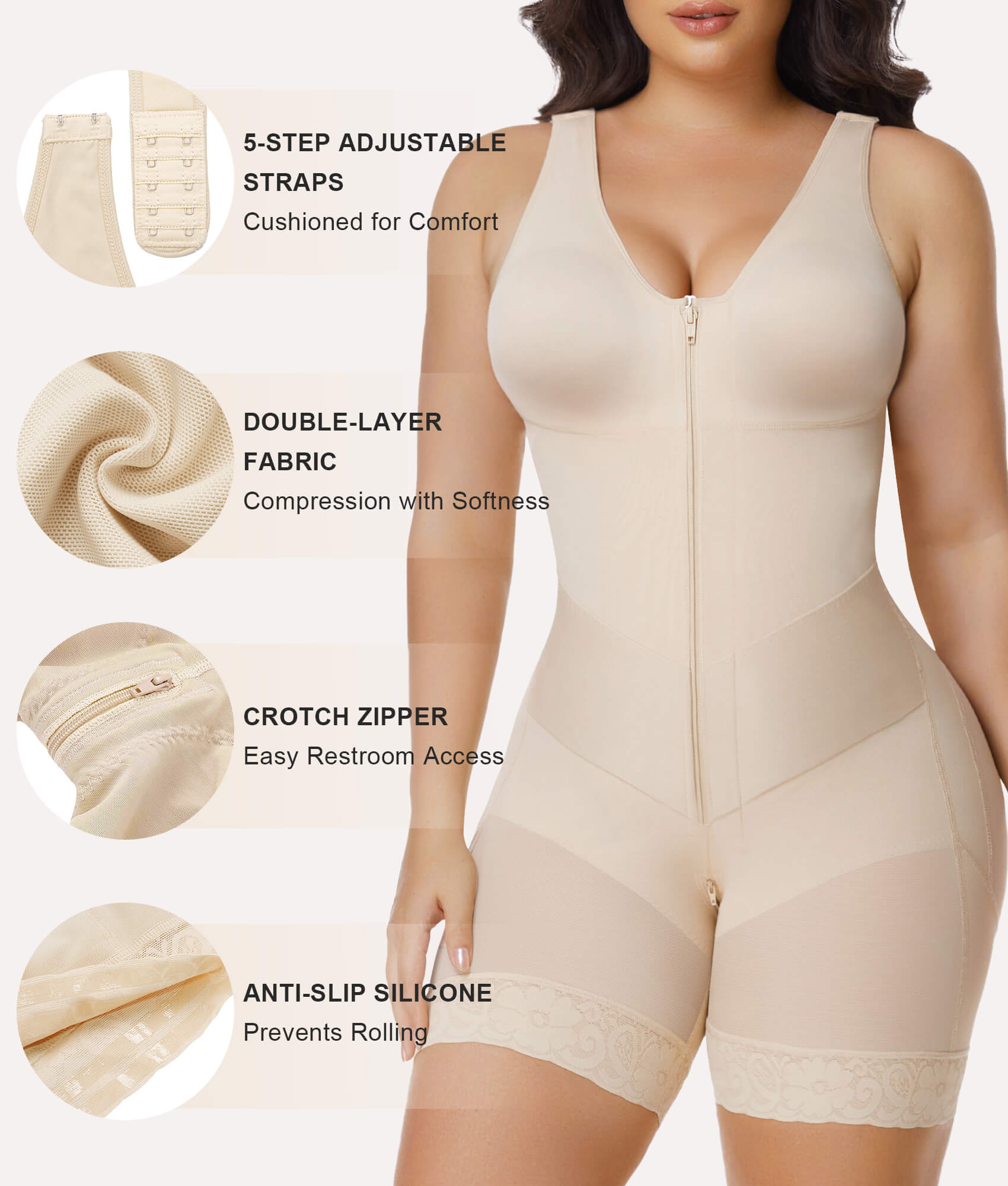 SHAPERX V-Shaped® Enhanced Tummy Control Full Body Faja