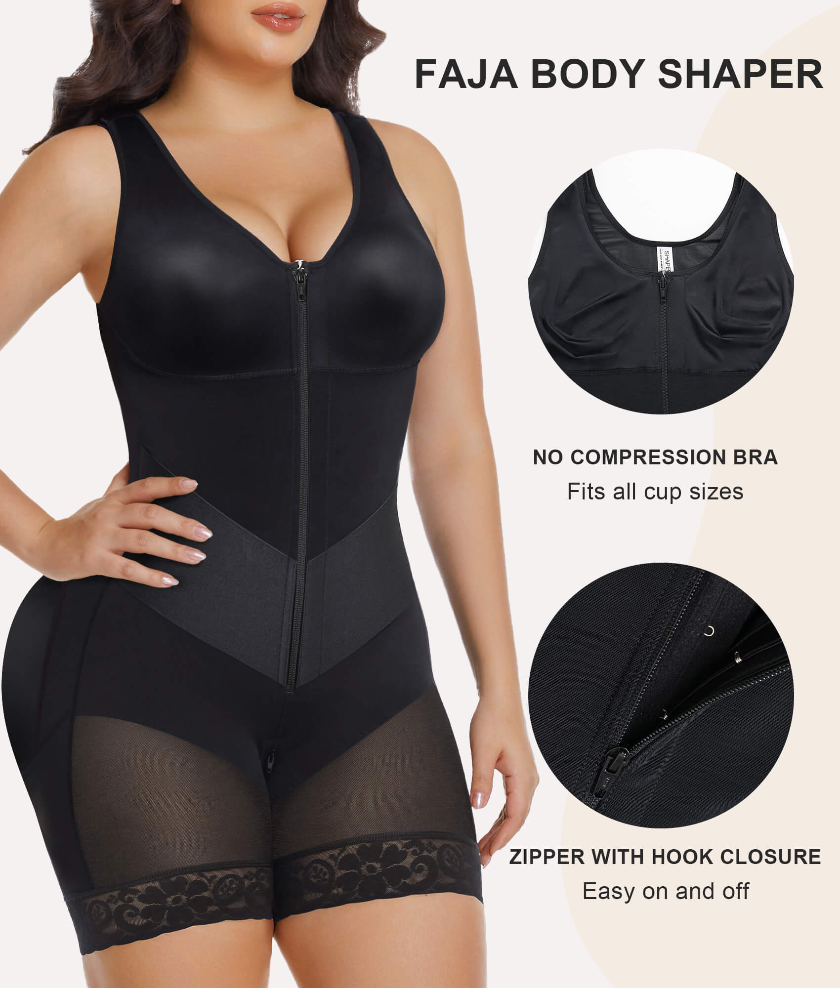 SHAPERX V-Shaped® Enhanced Tummy Control Full Body Faja