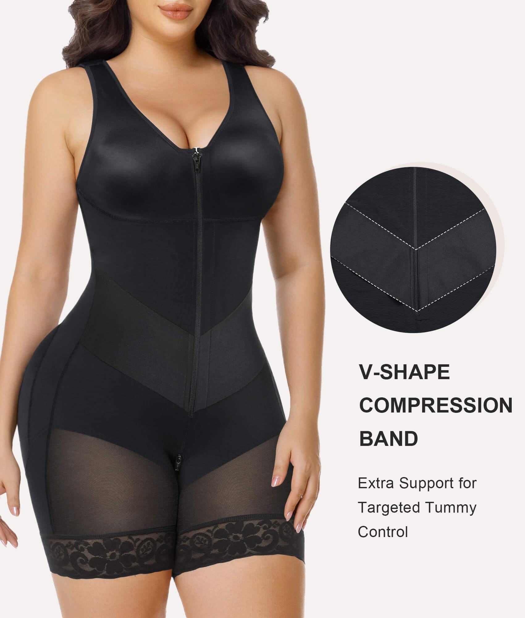 SHAPERX V-Shaped® Enhanced Tummy Control Full Body Faja