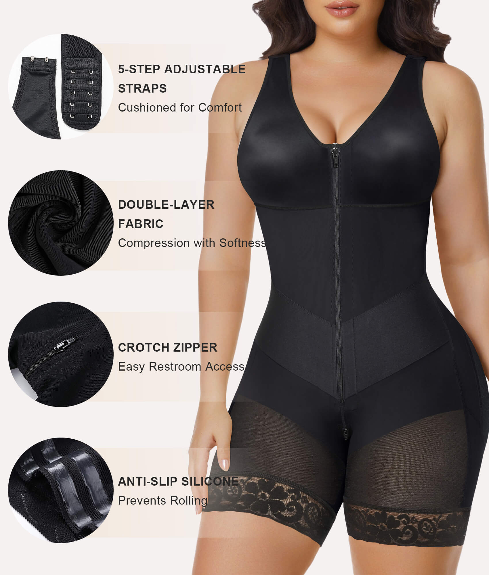 SHAPERX V-Shaped® Enhanced Tummy Control Full Body Faja