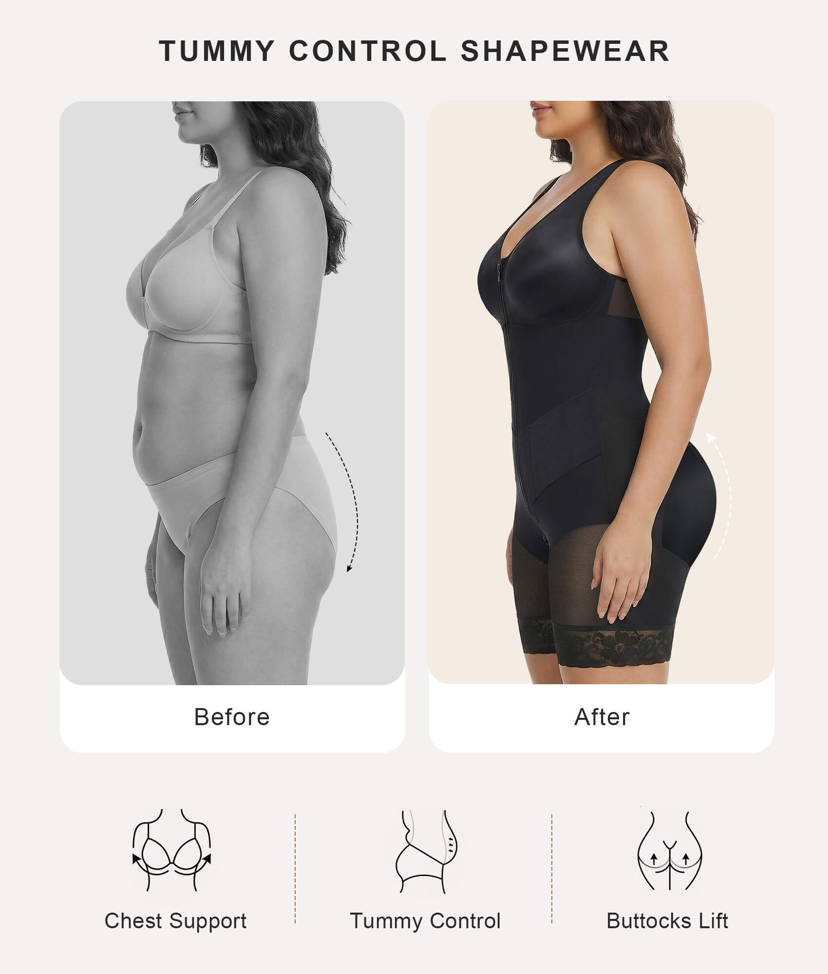 SHAPERX V-Shaped® Enhanced Tummy Control Full Body Faja