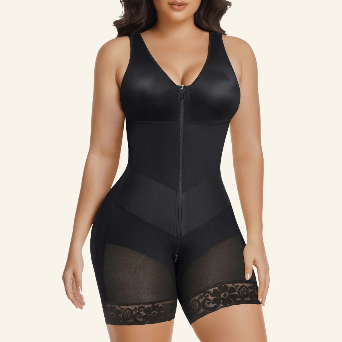 Full body wire-free bust lifting faja shaper bodysuit in Black - SHAPERX