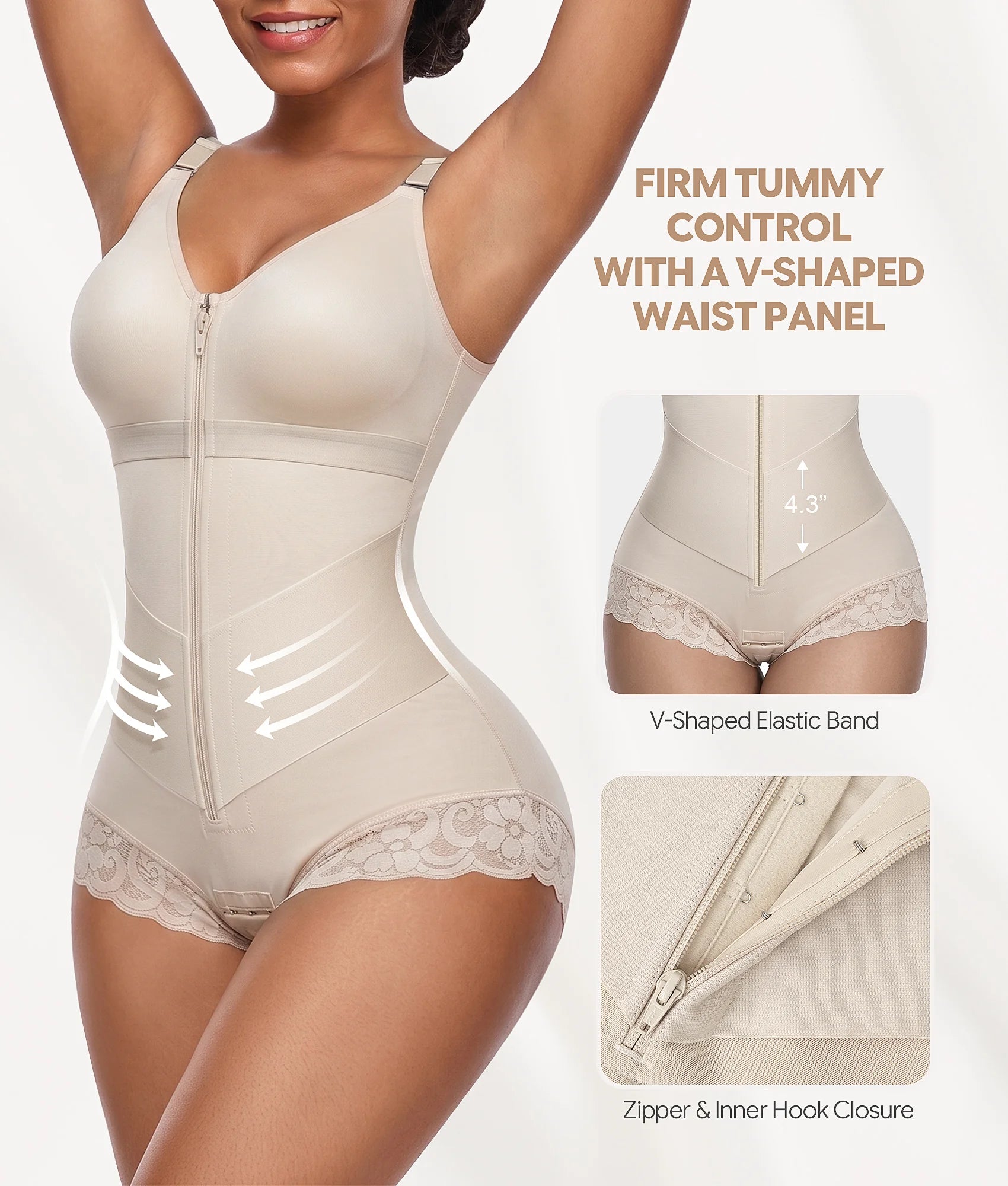 SHAPERX V-Shaped Overbust Full Body Faja