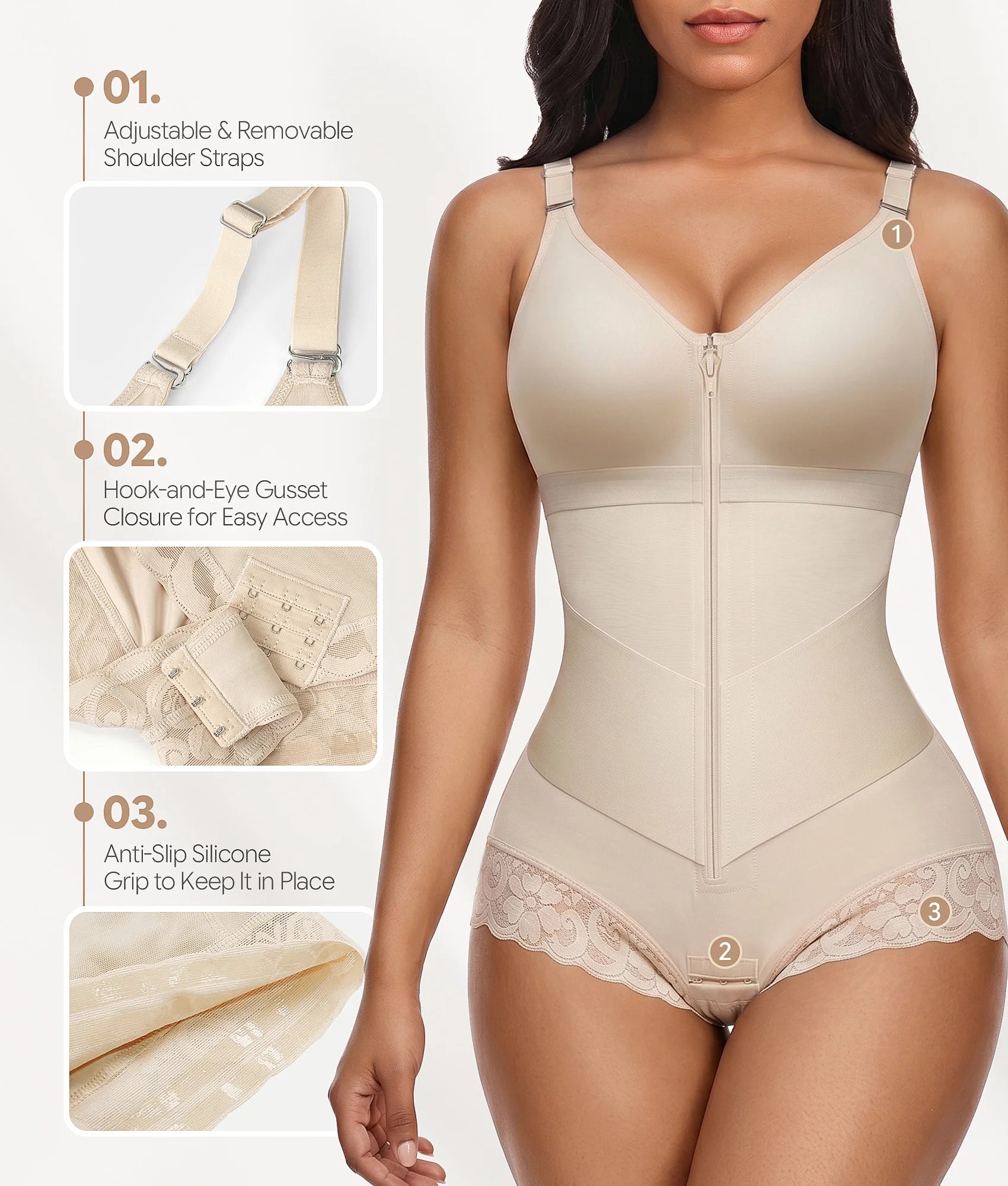 SHAPERX V-Shaped Overbust Full Body Faja