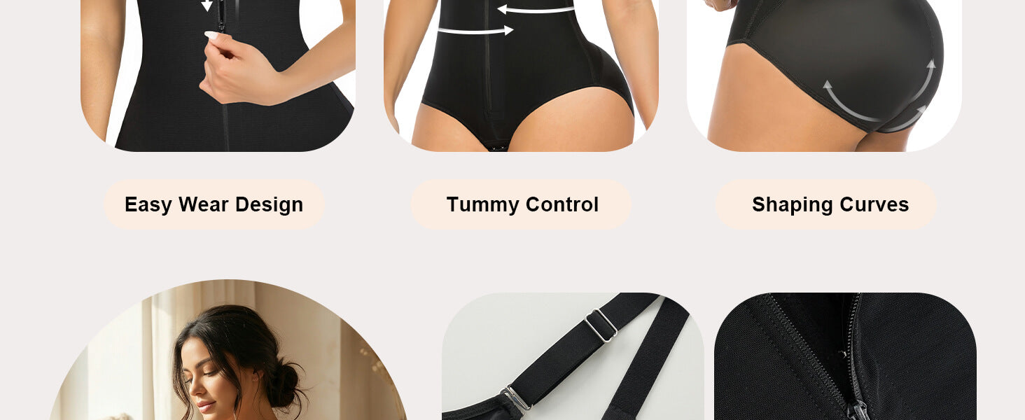 SHAPERX Sculpting Faja with Zip & Hook Closure - Detail Image 3