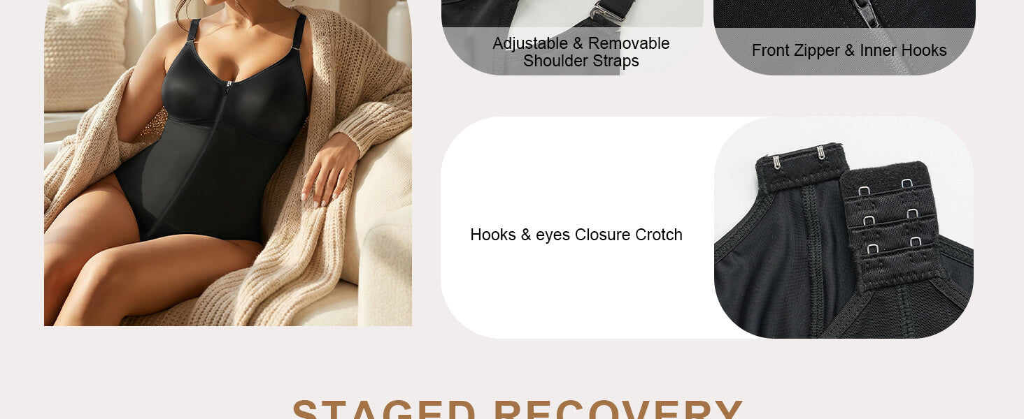 SHAPERX Sculpting Faja with Zip & Hook Closure - Detail Image 4