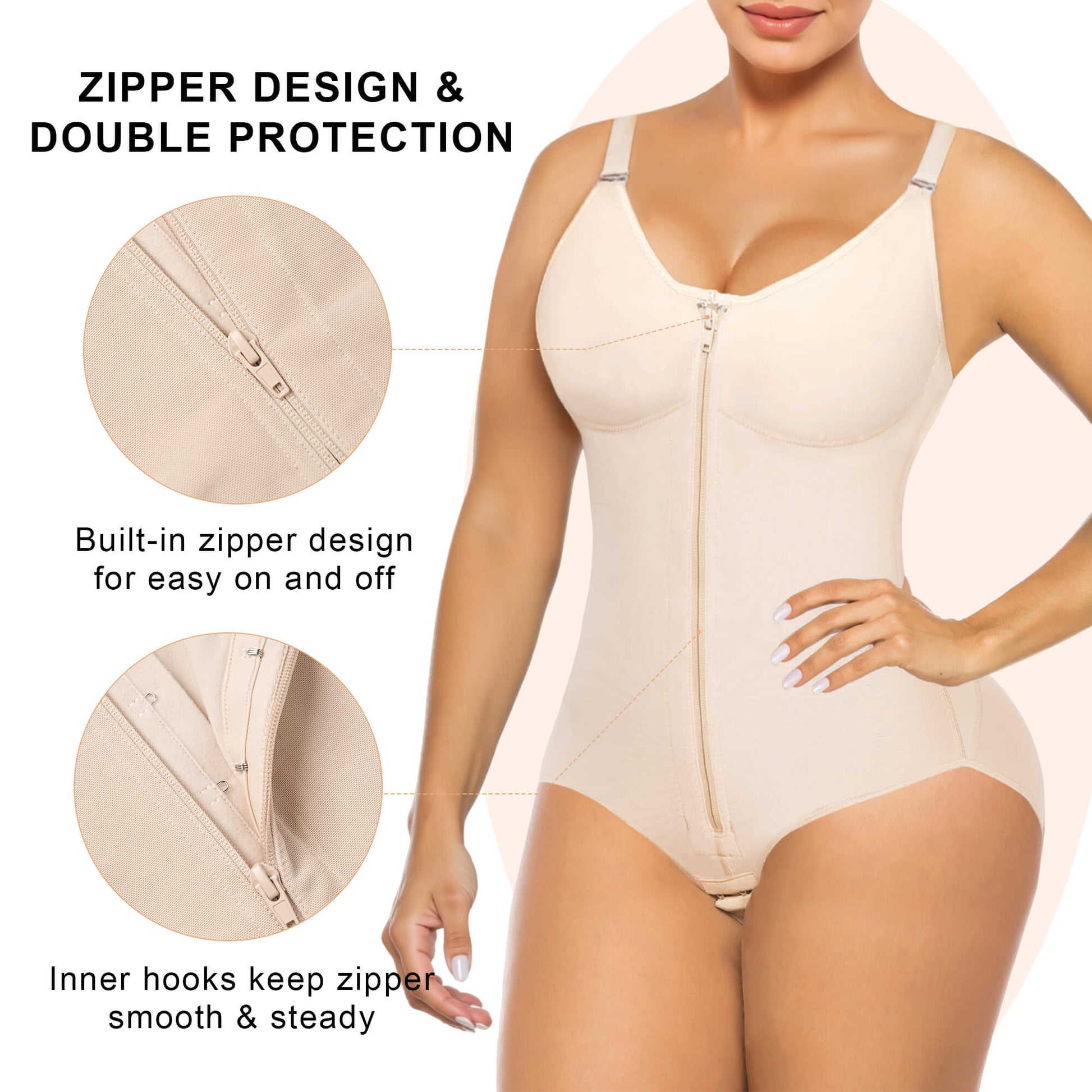 SHAPERX Sculpting Faja with Zip & Hook Closure