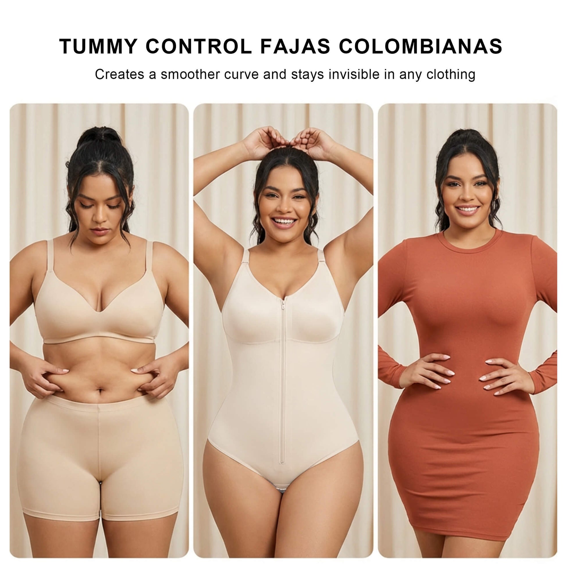 SHAPERX Sculpting Faja with Zip & Hook Closure