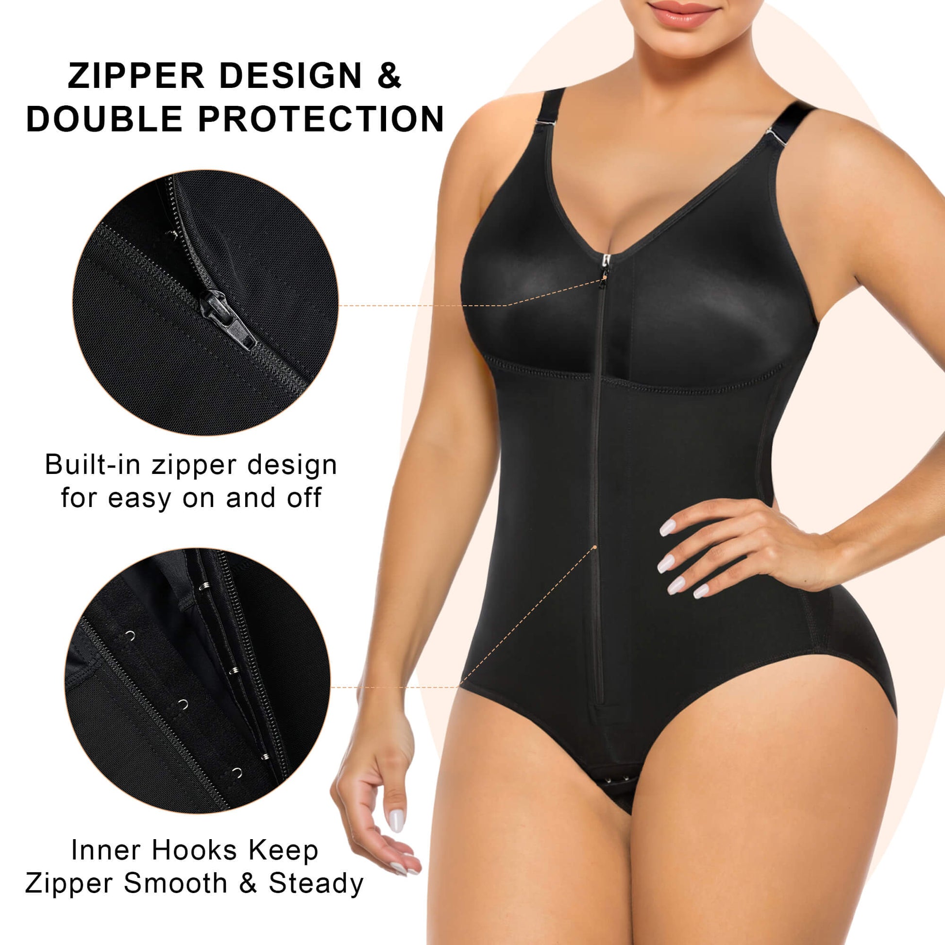 SHAPERX Sculpting Faja with Zip & Hook Closure