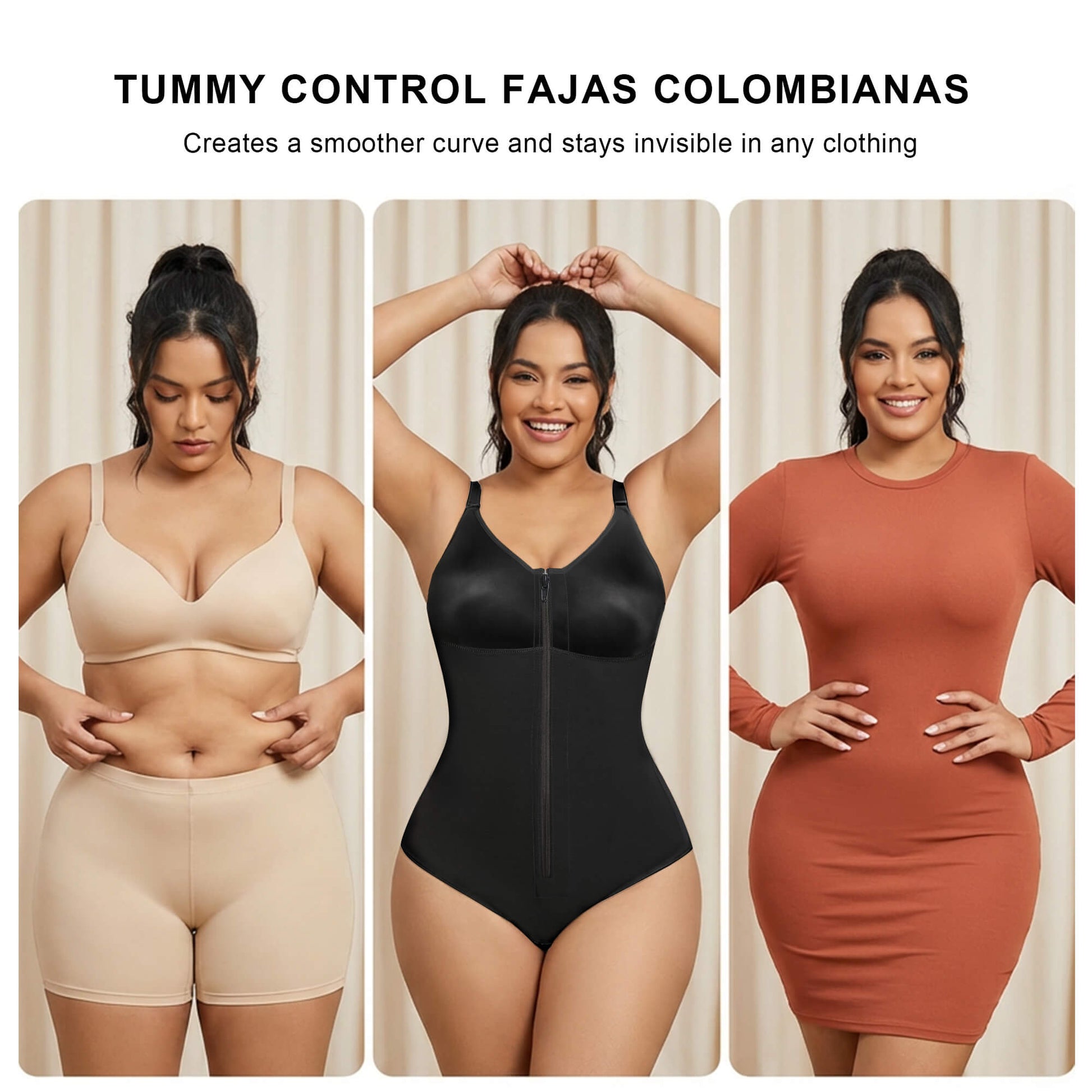 SHAPERX Sculpting Faja with Zip & Hook Closure