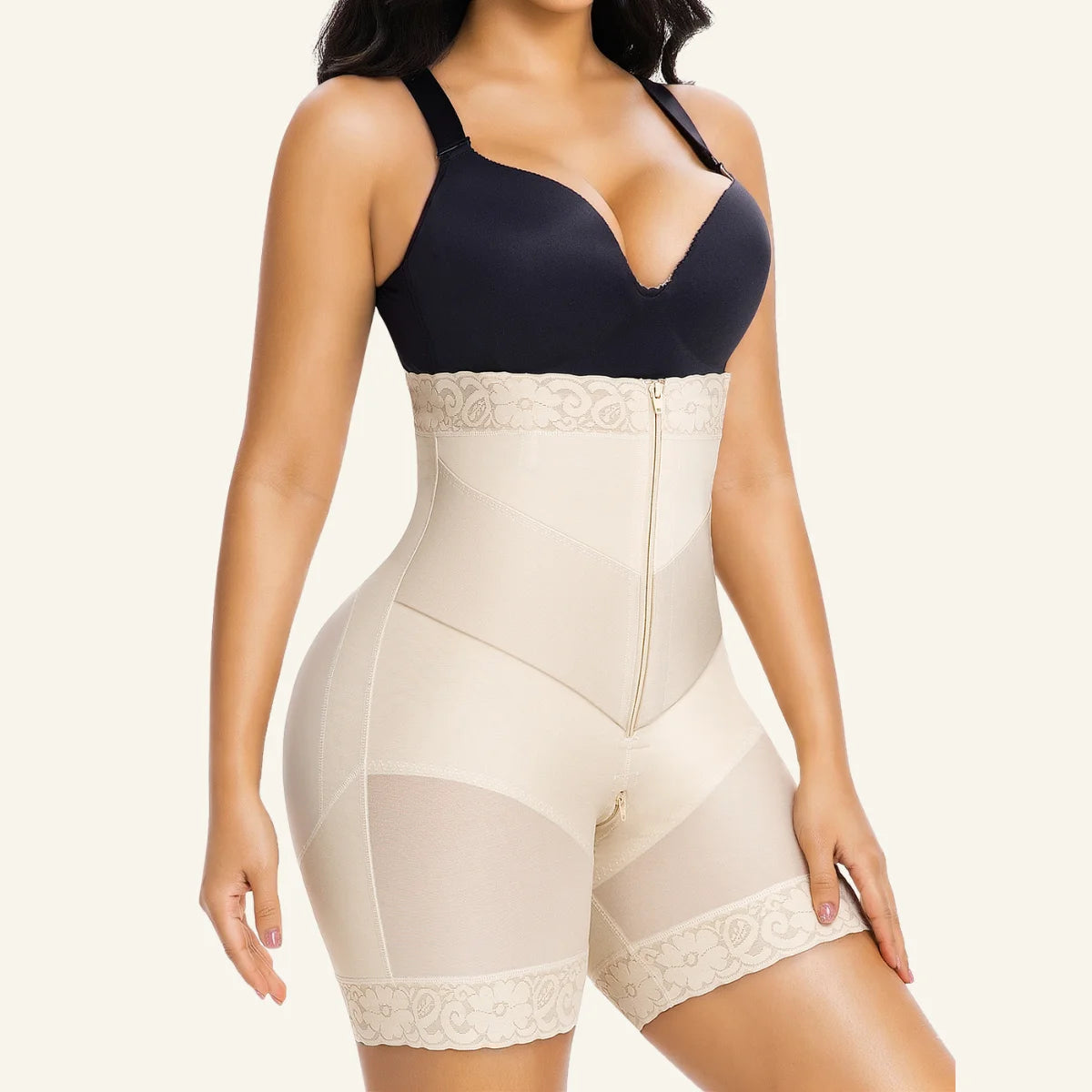 SHAPERX V-Shaped Strapless Shaper Shorts with Removable Straps
