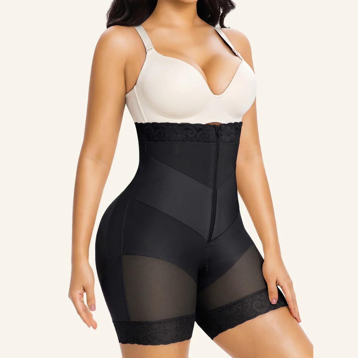 SHAPERX V-Shaped Strapless Shaper Shorts with Removable Straps