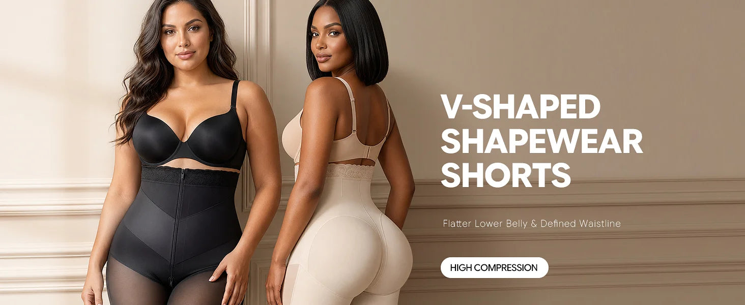 SHAPERX V-Shaped Strapless Shaper Shorts with Removable Straps - Detail Image 1