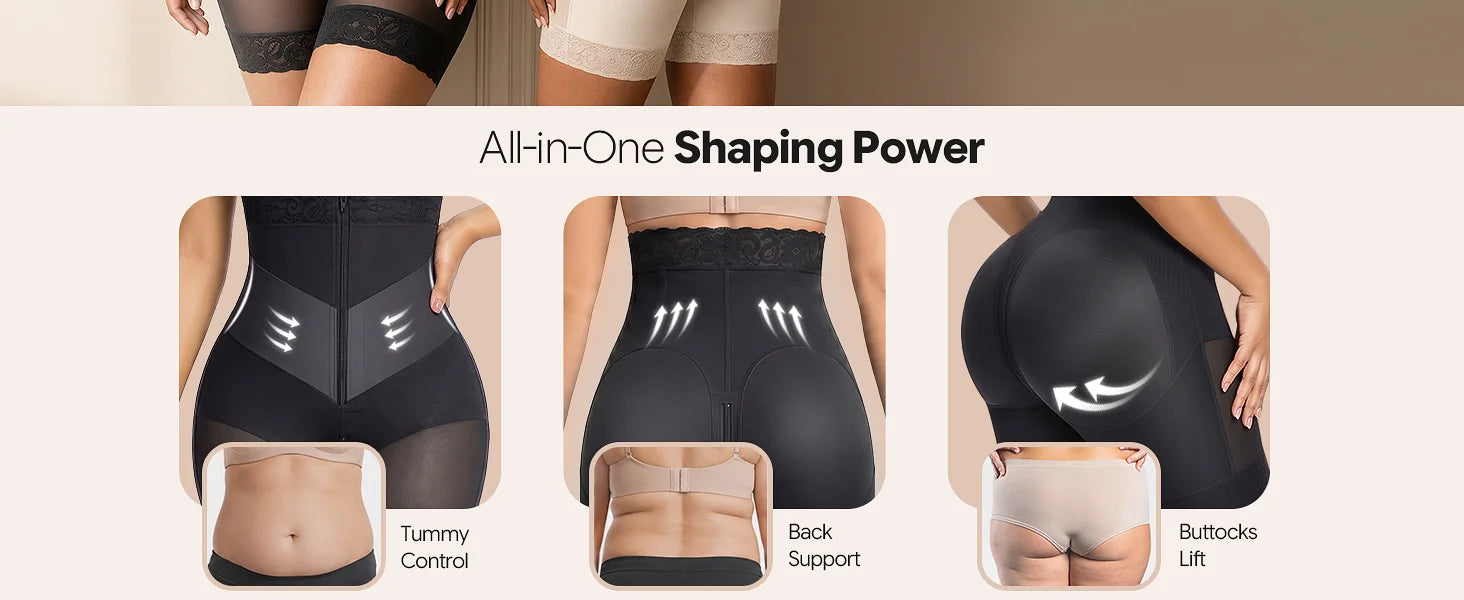 SHAPERX V-Shaped Strapless Shaper Shorts with Removable Straps - Detail Image 2