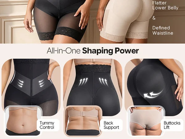 SHAPERX V-Shaped Strapless Shaper Shorts with Removable Straps - Mobile Image 2