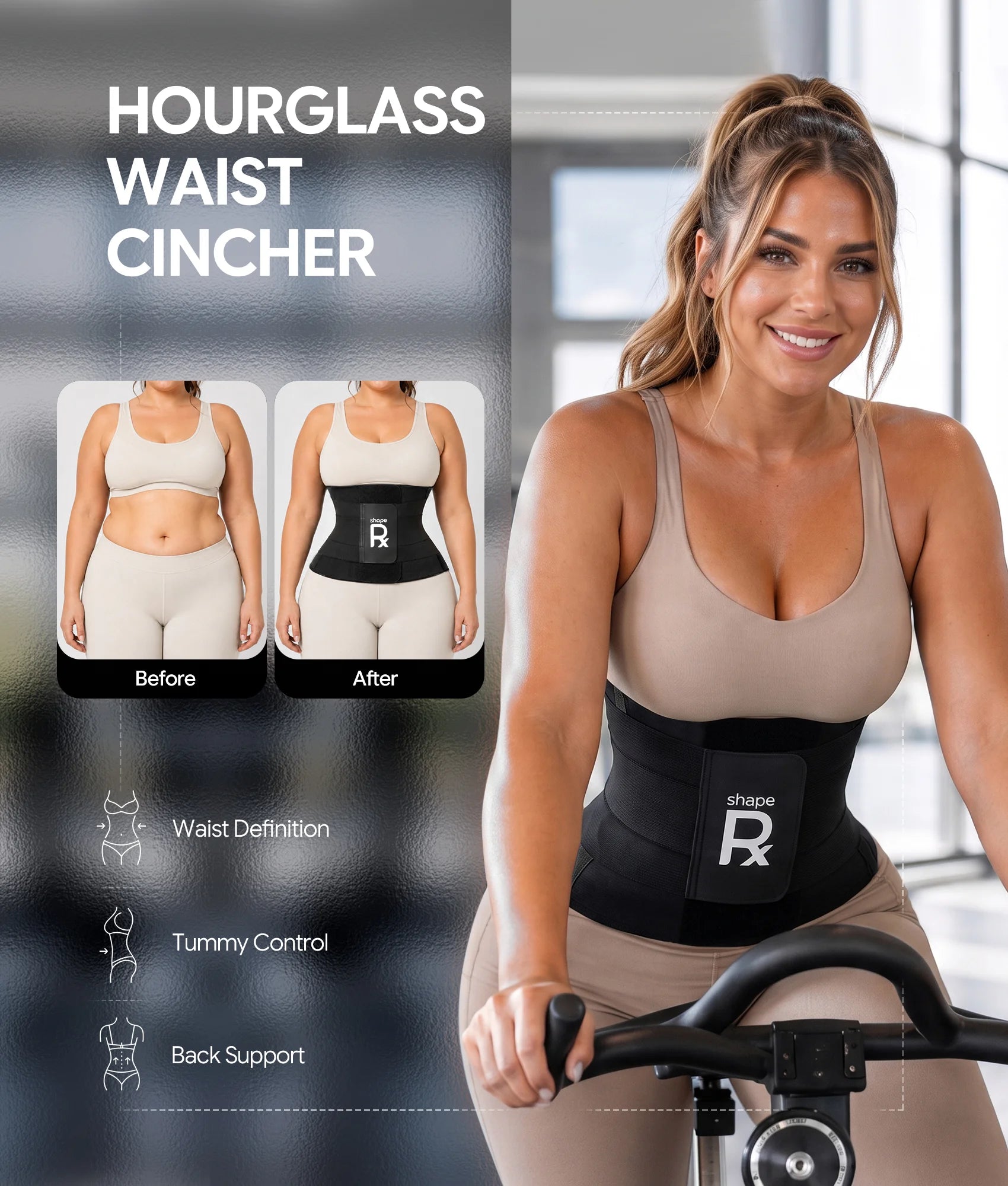 SHAPERX 3-Strap Targeted Waist Trainer Belt