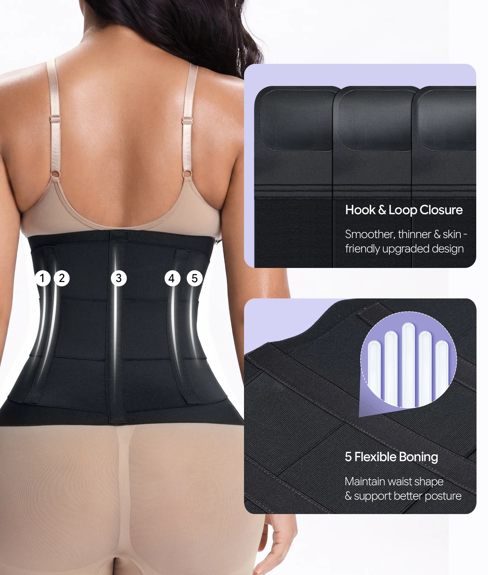 SHAPERX 3-Strap Targeted Waist Trainer Belt