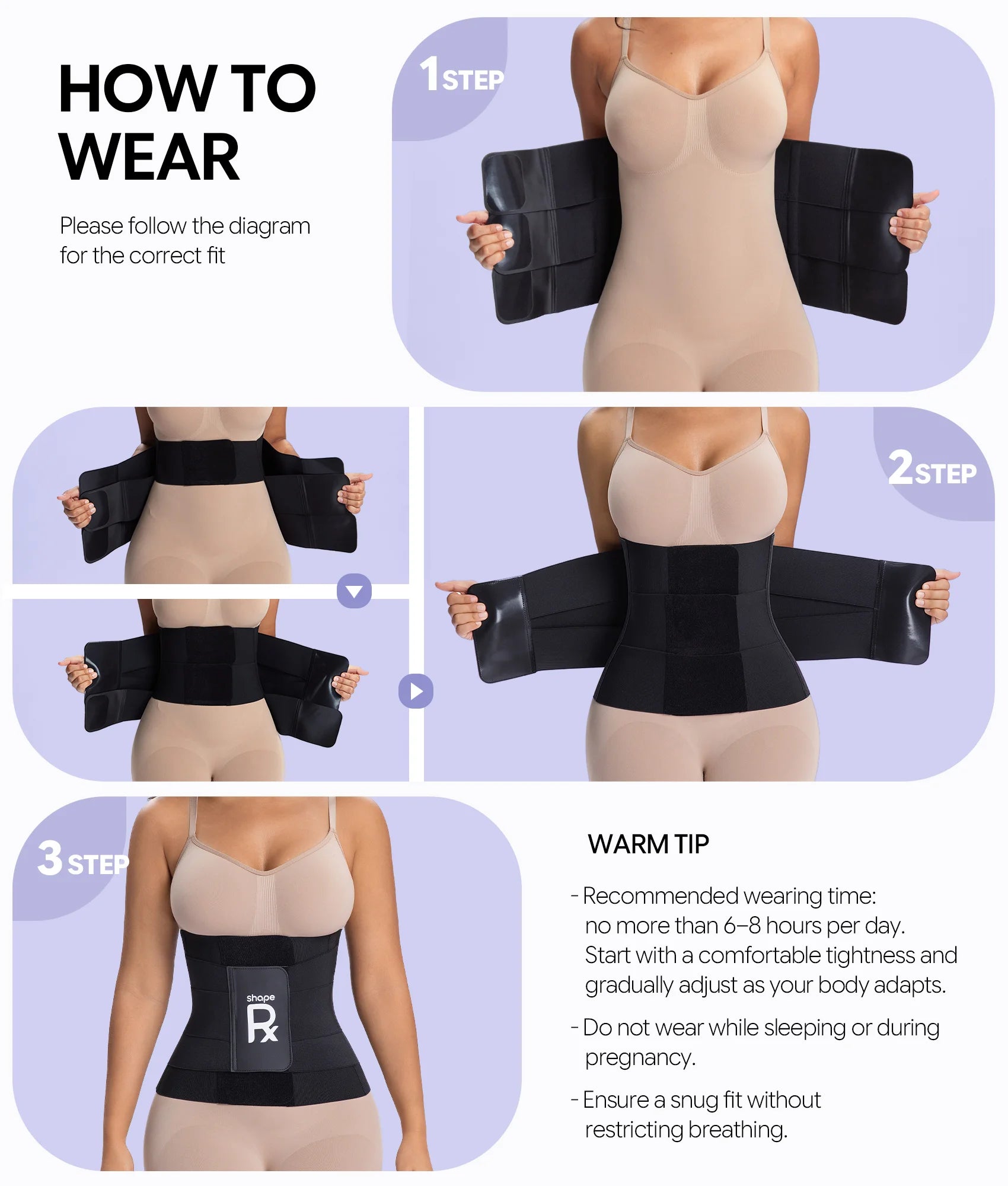 SHAPERX 3-Strap Targeted Waist Trainer Belt