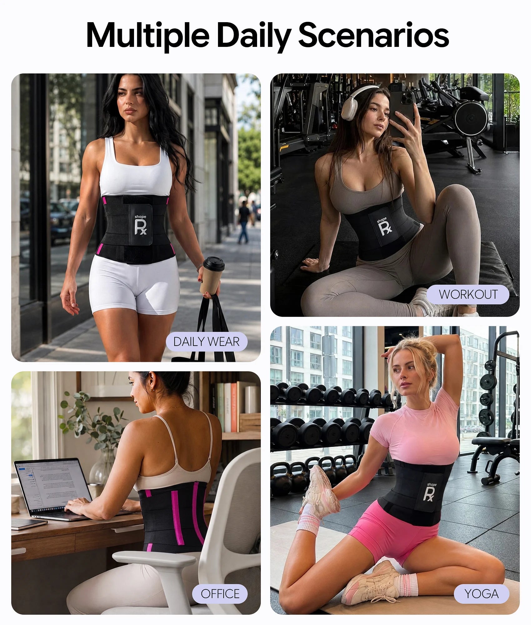 SHAPERX 3-Strap Targeted Waist Trainer Belt