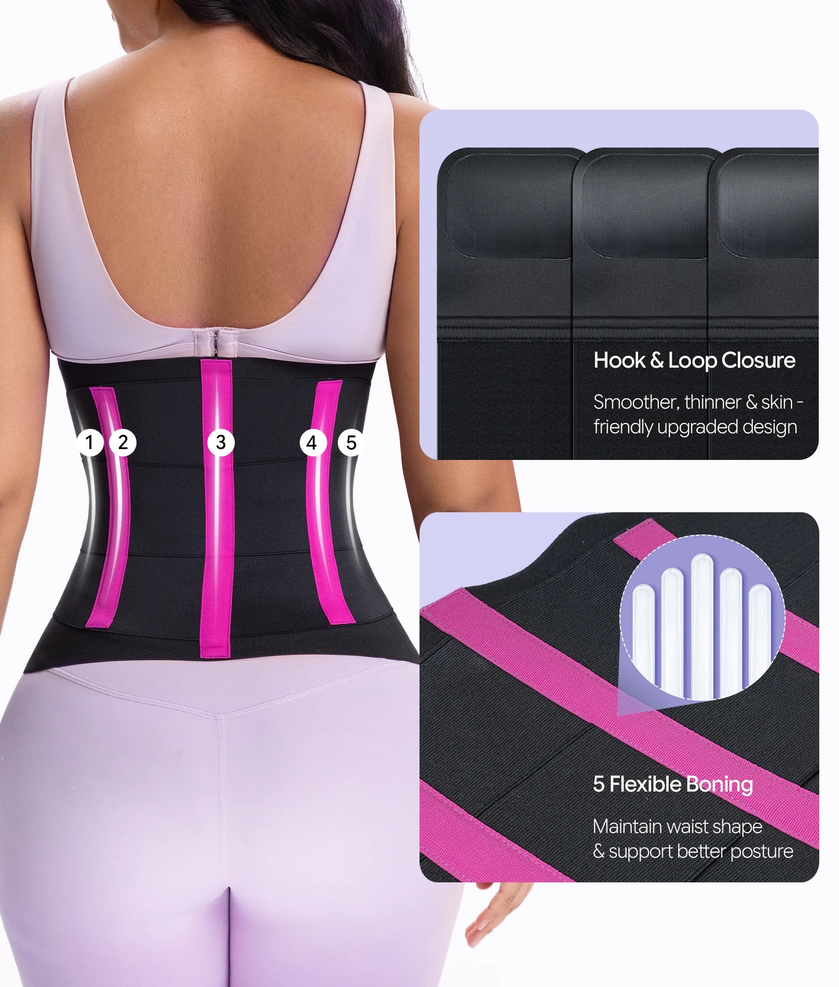 SHAPERX 3-Strap Targeted Waist Trainer Belt